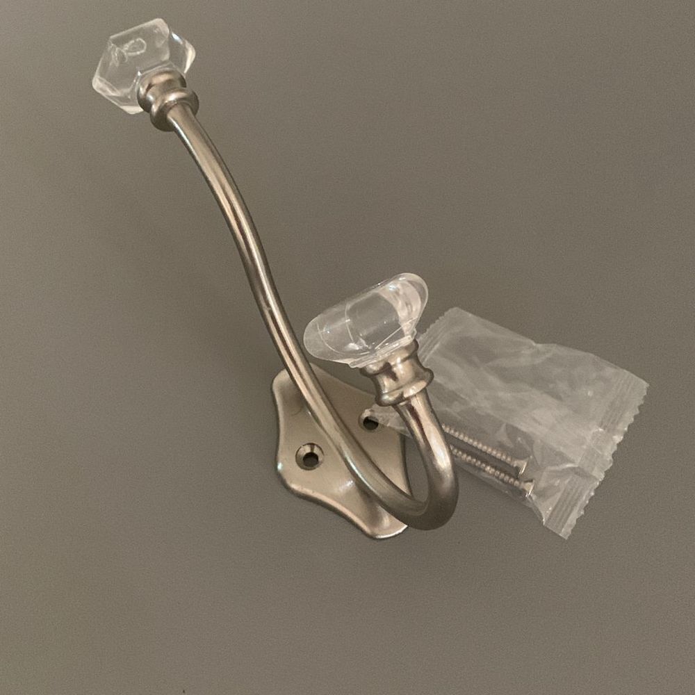 Crystal Look Tipped Silver Robe Hook